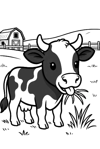 Adorable Holstein Calf Eating Grass by the Farm Printable