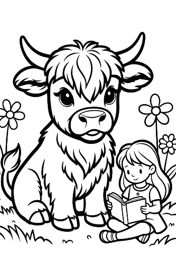 Cute Highland Cow to Color Printable