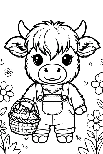 Cute Highland Cow to Color Printable