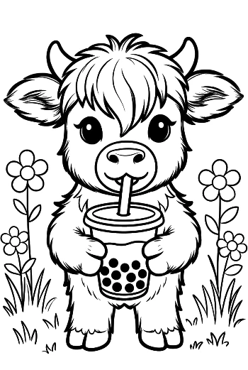 Easy Highland Cow to Color Printable
