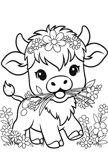 Free Highland Cow for Kids Printable
