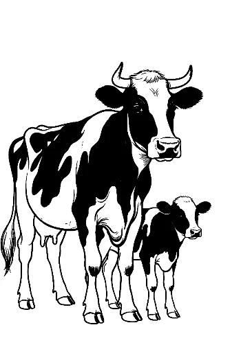 Holstein Cow Mom and Baby Calf