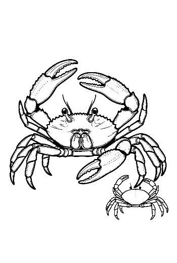 Red Crab Mother and Baby Line Art