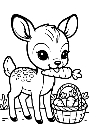 Adorable Baby Deer Holding a Basket of Treats Printable