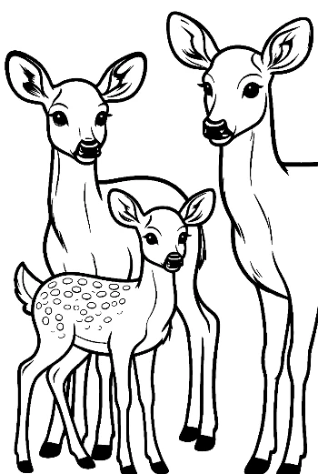 Adorable Deer Family with Cute Spotted Fawn
