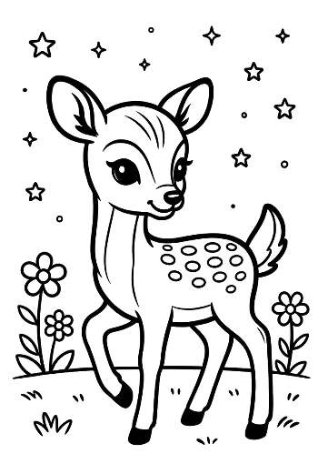 Adorable Spotted Fawn Walking Through a Summer Meadow Printable