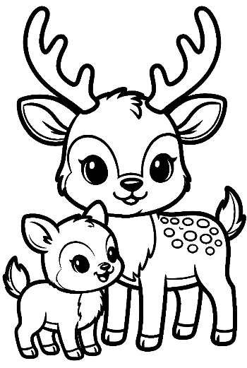 Buck Deer and Fawn Standing Together