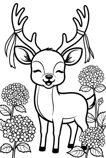 Buck with Large Antlers Standing in a Field of Daisies Printable