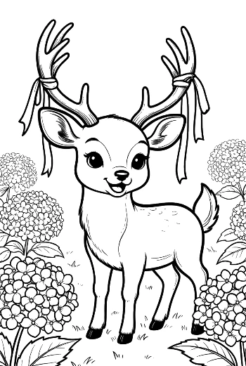 Graceful Male Deer with Antlers in a Flower Meadow Printable