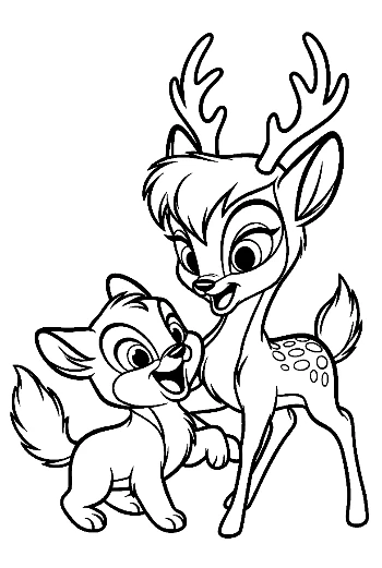 Mother Deer and Fawn with Playful Fox Pup