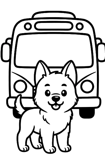 Brave Becgie Puppy Rowing a Wooden Boat on a Lake: Adventurous Pet Line Art Printable