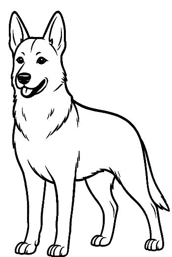 Vrolijke Duitse herder staat trots