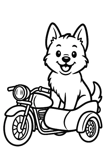 Smiling Becgie Puppy Standing by a Police Cruiser Heroic Puppy Line Drawing Printable