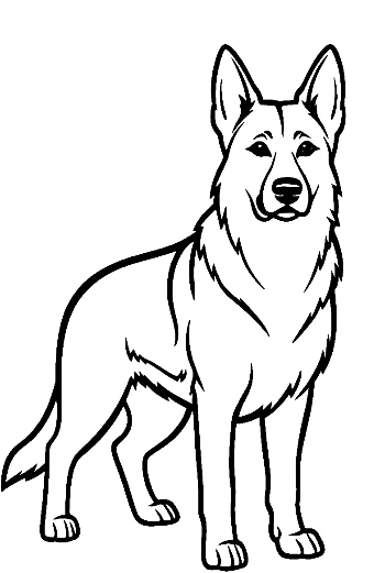 Standing German Shepherd Line Art