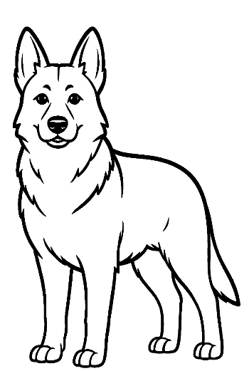 Standing German Shepherd Line Art