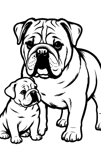 Adorable Bulldog Mom and Puppy