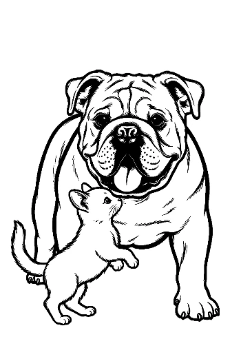 Bulldog and Kitten Friendship