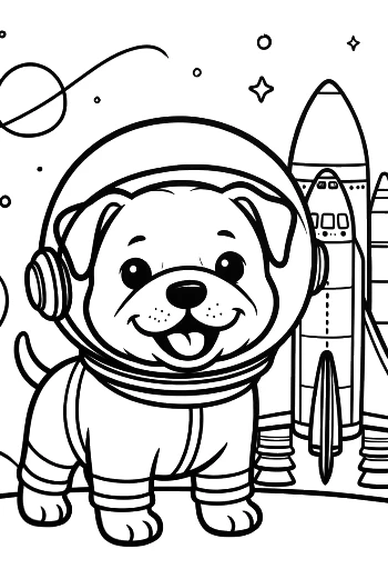 Cute Baby Bulldog Astronaut in a Spacesuit Printable