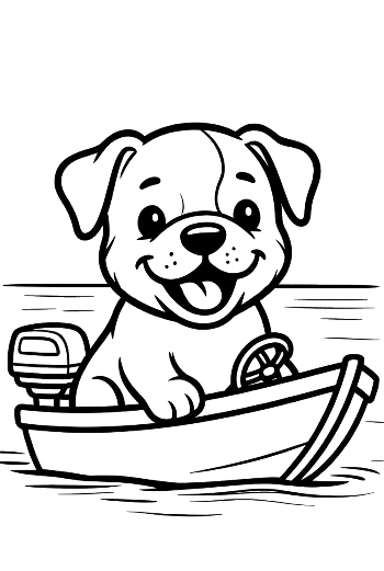 Happy Bulldog Puppy Enjoying a Boat Trip Printable
