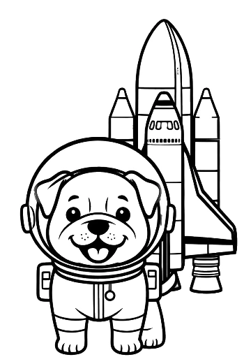 Little Bulldog Astronaut Ready for Space Mission Printable