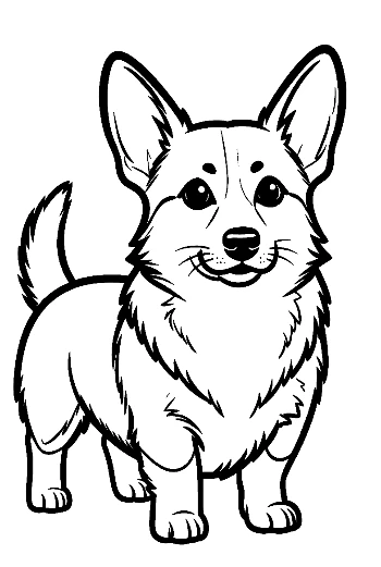 Cute Cartoon Corgi Puppy Outline
