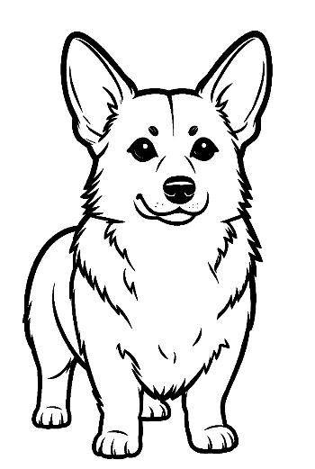 Cute Cartoon Corgi Standing Smiling