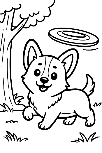 Śmieszny Corgi Pies Goniący Spodek do Drukowania