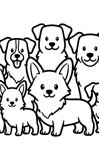 Group of Cute Dogs with Corgi Star
