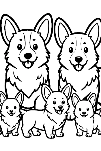 Happy Corgi Family Portrait