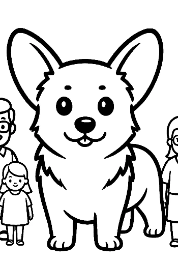 Happy Corgi with Family