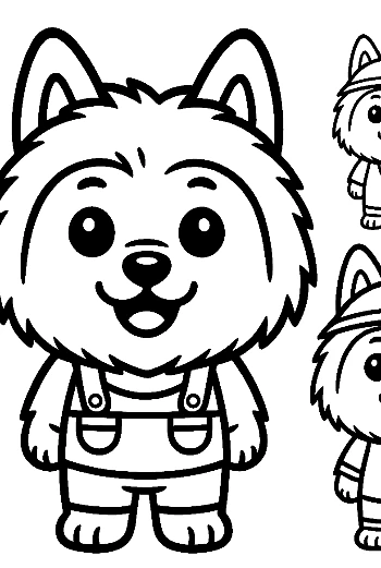 Omalovánka Roztomilé nadýchané štěně v montérkách