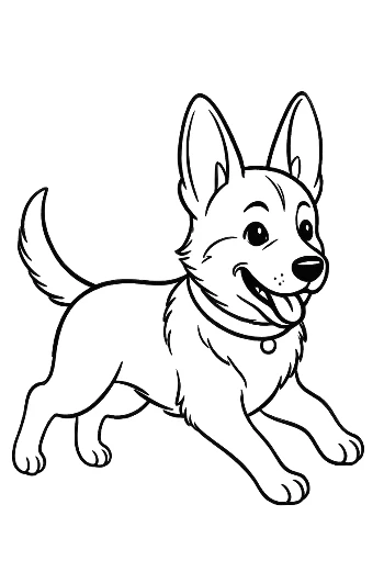 Adorable German Shepherd Puppy Running on a Sunny Day Printable