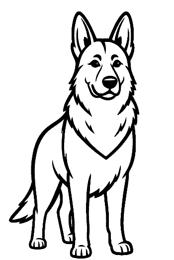 Cheerful German Shepherd Outline