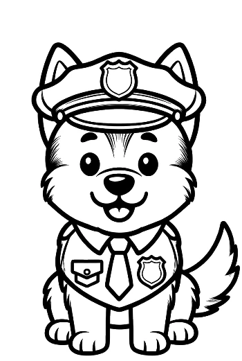 Cute German Shepherd Police Dog Puppy in Uniform Printable