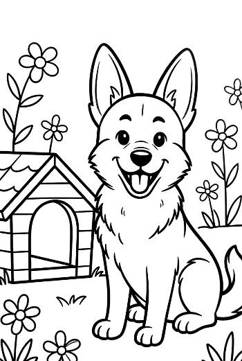 Cute German Shepherd to Color Printable