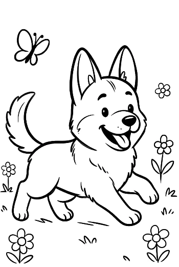 Zdarma německý ovčák pro děti tištitelný