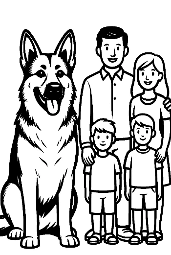 Giant German Shepherd with Happy Family