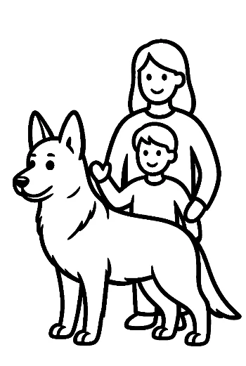 Happy Family with German Shepherd