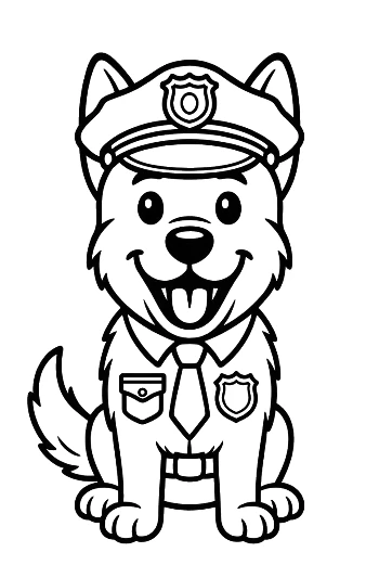 Small German Shepherd Puppy Wearing a Police Cap Printable