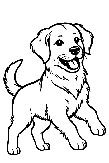 Active Golden Retriever Puppy Running Through the Meadow Printable