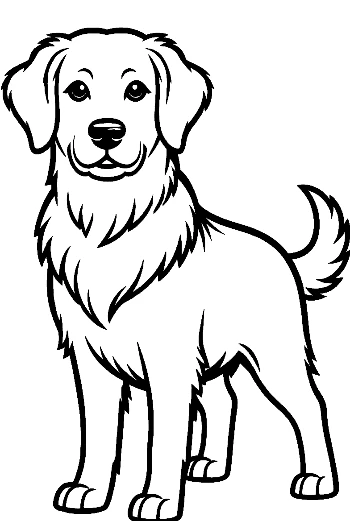Cute Golden Retriever Outline Standing Proudly