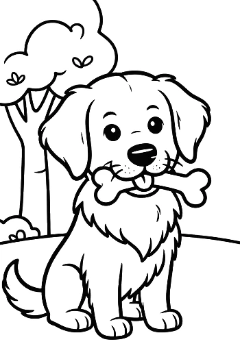Easy Golden Retriever Coloring Page Printable