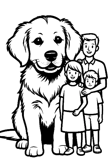 Giant Golden Retriever Puppy with Happy Family