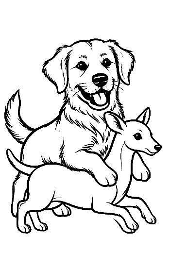 Golden Retriever Puppy Riding a Deer