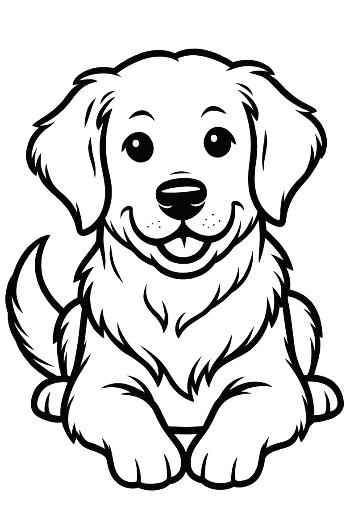Golden Retriever Puppy Sitting and Looking Forward Printable