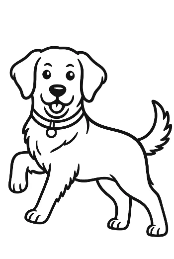 Golden Retriever Welpe auf Blumenwiese stehend druckbar