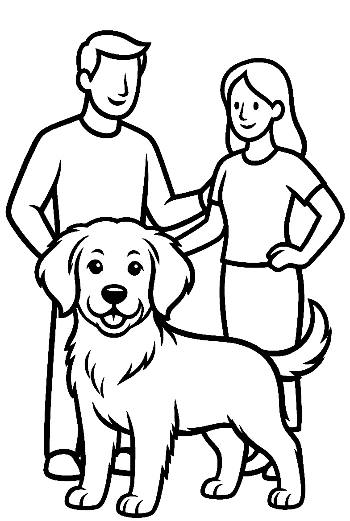 Happy Family with Golden Retriever