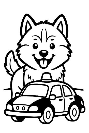 Cute Husky to Color Printable