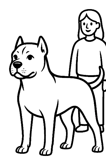 Girl standing proudly with her Pitbull