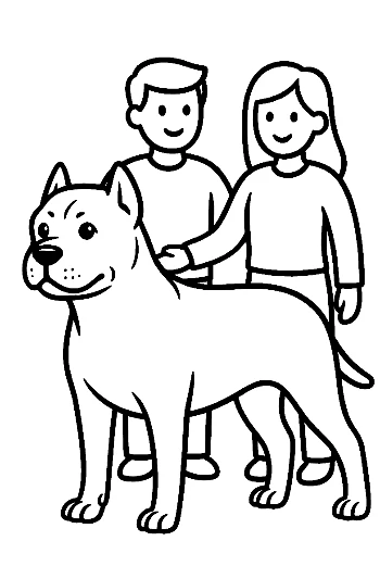 Happy Family with Pitbull Dog